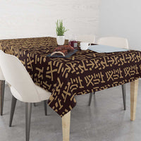 Tribe Script Tablecloth with Bold Mudcloth Symbols and Brown Tan Split Design - Wonder Print Shop