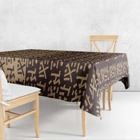 Tribe Script Tablecloth with Bold Mudcloth Symbols and Brown Tan Split Design - Wonder Print Shop