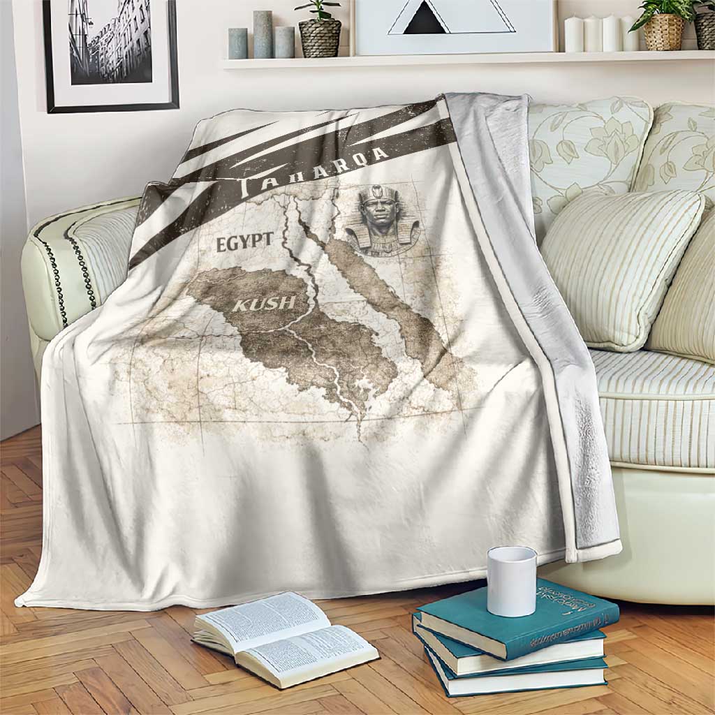 Taharqa Blanket with Ancient Map Illustration, King of Two Lands Title and Kush Egypt Temple - Wonder Print Shop