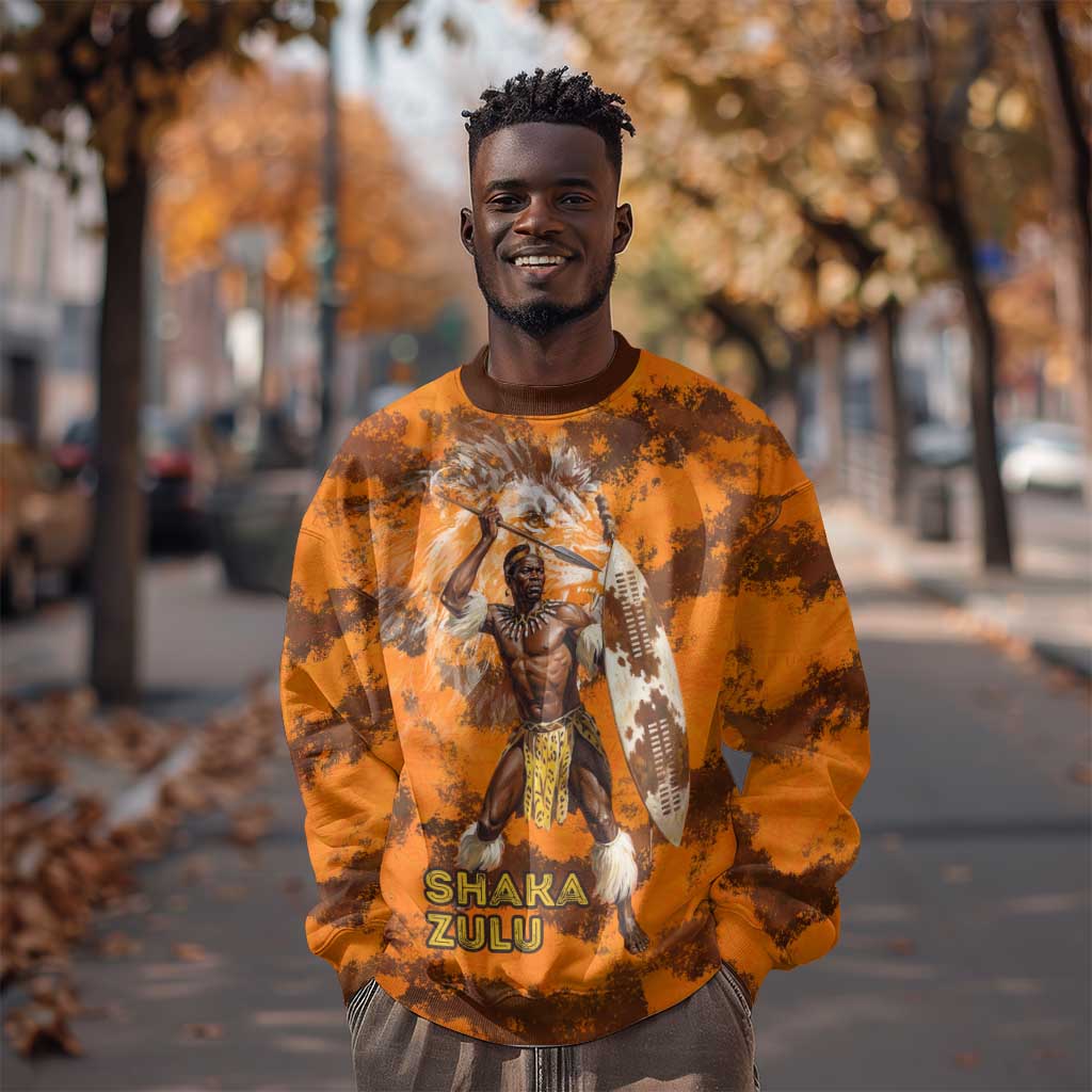 Shaka Zulu Sweatshirt Warrior Fiery Roaring Lion - Never Retreat Never Surrender African Strength and Courage - Wonder Print Shop