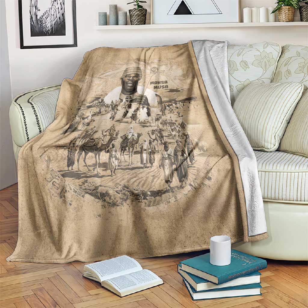 Mansa Musa Blanket Sepia Map Historic Pilgrimage Empire Expedition 1324 African Royalty Legacy - Wonder Print Shop