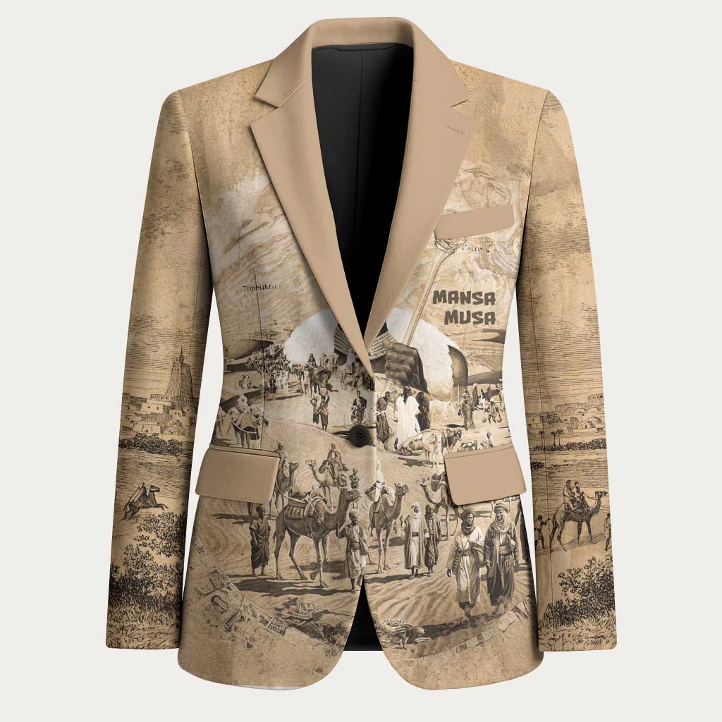 Mansa Musa Blazer Sepia Map Historic Pilgrimage Empire Expedition 1324 African Royalty Legacy - Wonder Print Shop
