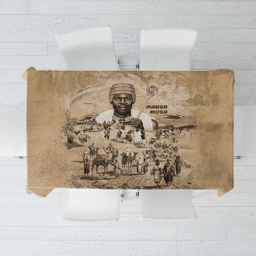 Mansa Musa Tablecloth Sepia Map Historic Pilgrimage Empire Expedition 1324 African Royalty Legacy - Wonder Print Shop