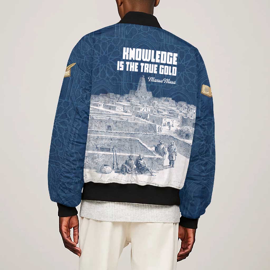 Mansa Musa Sankore University Bomber Jacket Knowledge is the True Gold - African Scholarly Legacy - Wonder Print Shop