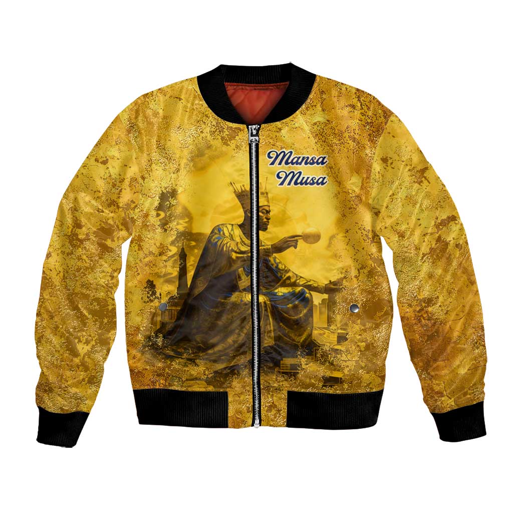 Mansa Musa Bomber Jacket Golden Legacy Theme Ancient Map Regal Portrait of Mali Emperor Timbuktu - Wonder Print Shop