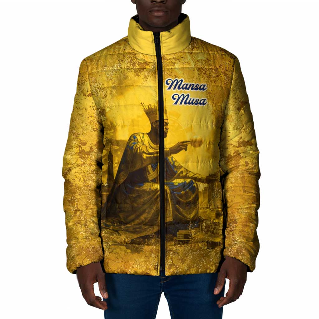Mansa Musa Padded Jacket Golden Legacy Theme Ancient Map Regal Portrait of Mali Emperor Timbuktu - Wonder Print Shop