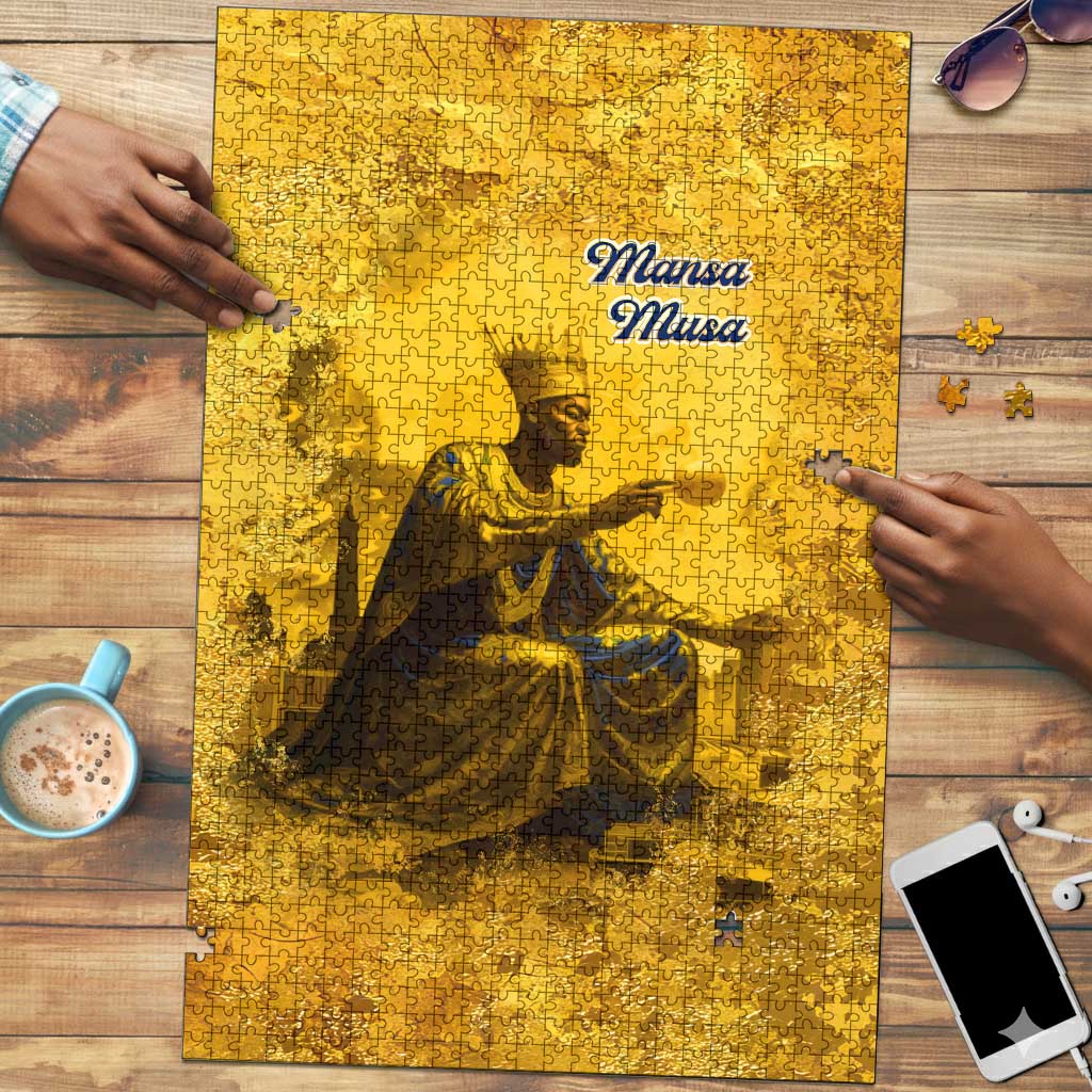 Mansa Musa Puzzle Golden Legacy Theme Ancient Map Regal Portrait of Mali Emperor Timbuktu - Wonder Print Shop