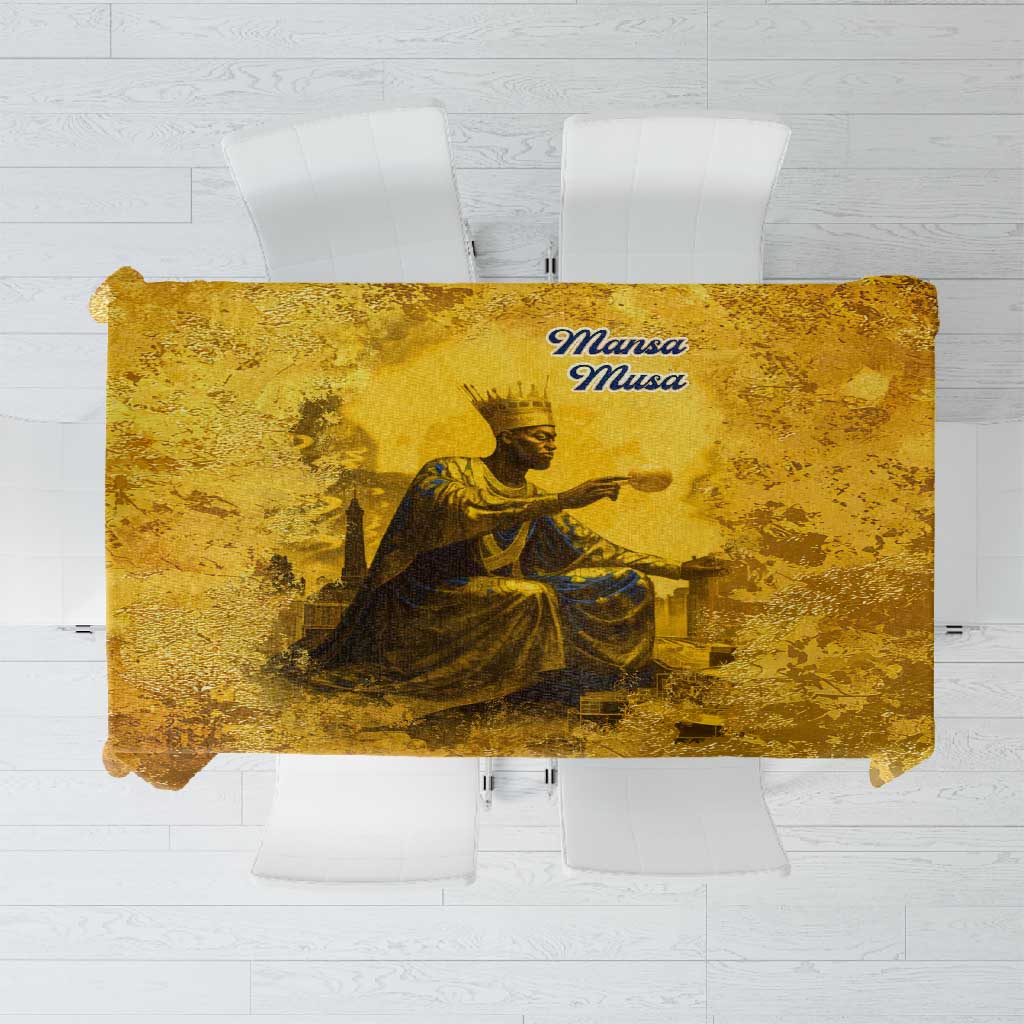 Mansa Musa Tablecloth Golden Legacy Theme Ancient Map Regal Portrait of Mali Emperor Timbuktu - Wonder Print Shop