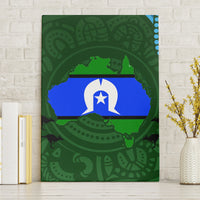 Green Aboriginal pattern canvas wall art with map and emblem center