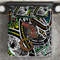 Multicolor Aboriginal lizard dot art bedding set with geometric pattern duvet and pillowcases
