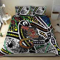 Multicolor Aboriginal lizard dot art bedding set with geometric duvet and matching pillow set