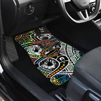 Car floor mat with multicolor dot art lizard pattern on the front passenger side