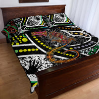 Multicolor lizard pattern quilt bed set with pillow, bold circular motifs and speckled print