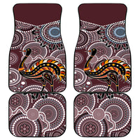 Maroon car floor mats with bird and Aboriginal dot pattern (set of 2)