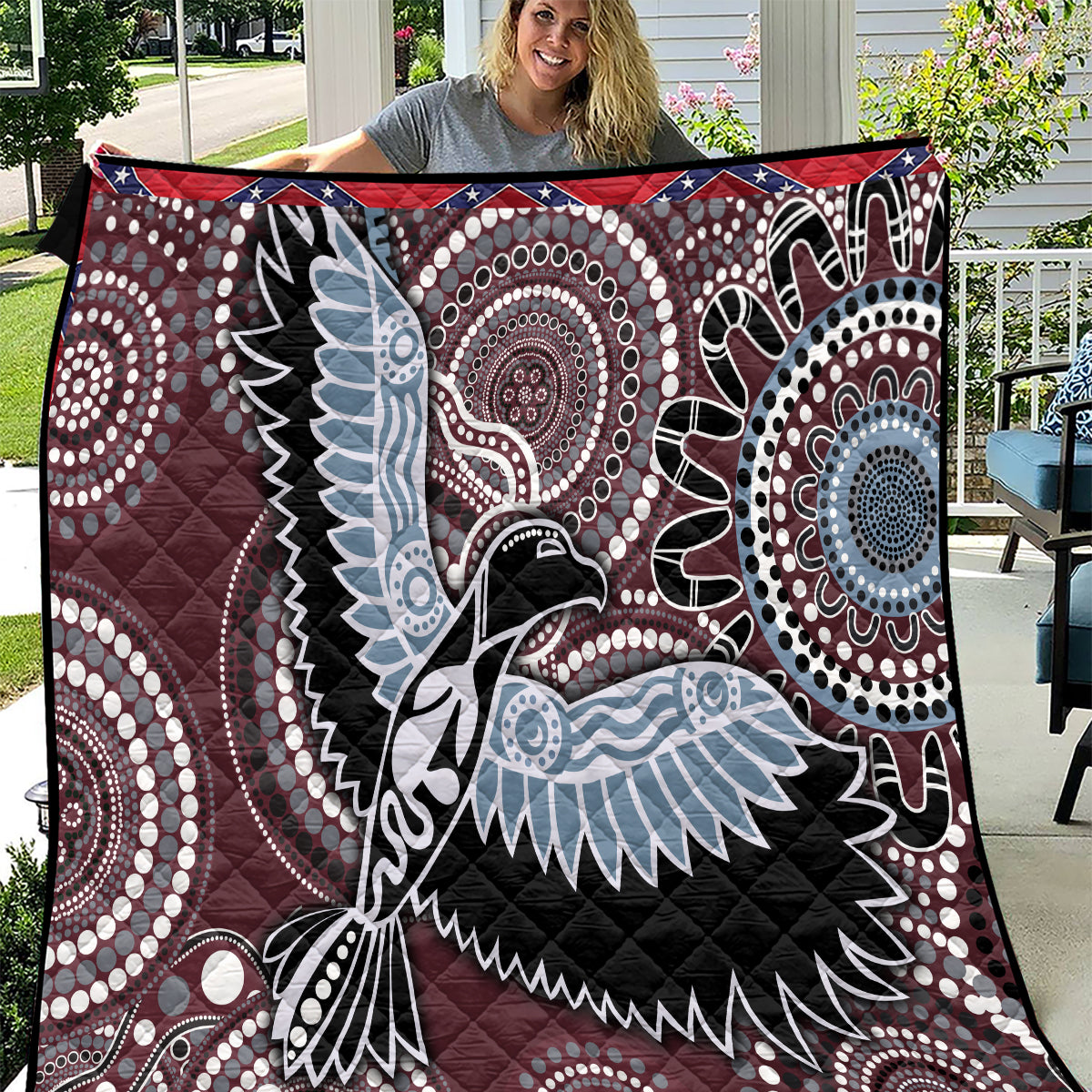 Aboriginal Pattern Bird Quilt