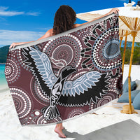 Multicolor bird-pattern sarong in black, maroon, and light blue with circular motifs