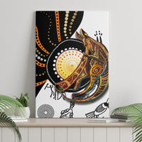 Framed canvas wall art with multicolor Aboriginal-style kangaroo dot artwork and paw prints.