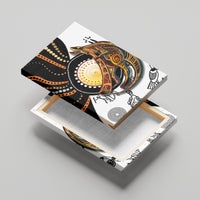 Unframed canvas wall art with multicolor Aboriginal-style kangaroo dot design on stretched canvas.