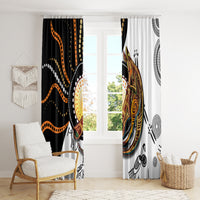 Multicolor Aboriginal dot-pattern window curtains with kangaroo and concentric circles