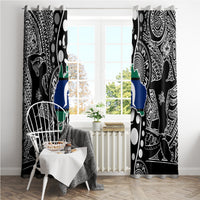 Black Aboriginal pattern curtains with multicolor Australia-style map graphic