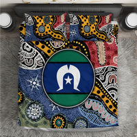 Multicolor Aboriginal pattern bedding set with central circular flag emblem