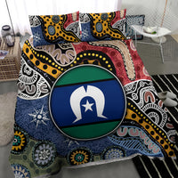 Multicolor Aboriginal pattern bedding set with bold circular flag emblem on cover
