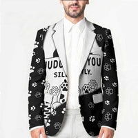 Judging You Silently Blazer Black Cat Playful Monochrome Paw Print