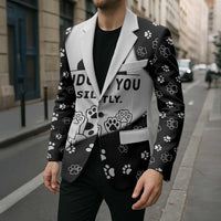 Judging You Silently Blazer Black Cat Playful Monochrome Paw Print