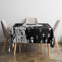Judging You Silently Tablecloth Black Cat Playful Monochrome Paw Print