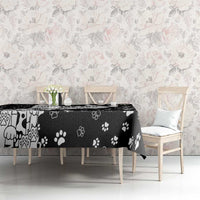 Judging You Silently Tablecloth Black Cat Playful Monochrome Paw Print
