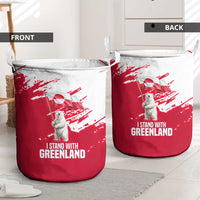 I Stand With Greenland Polar Bear Laundry Basket with Splattered Flag Pattern