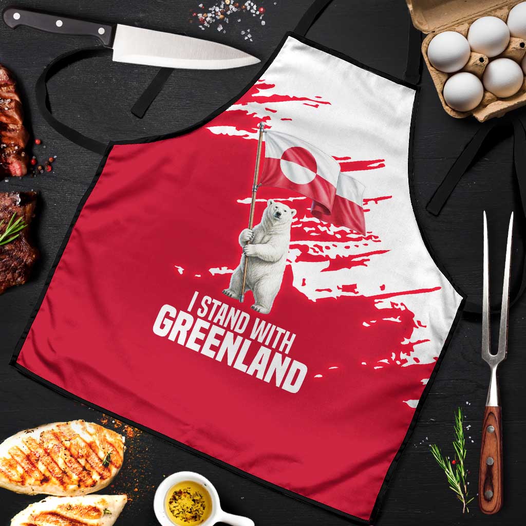 I Stand With Greenland Polar Bear Apron with Splattered Flag Pattern