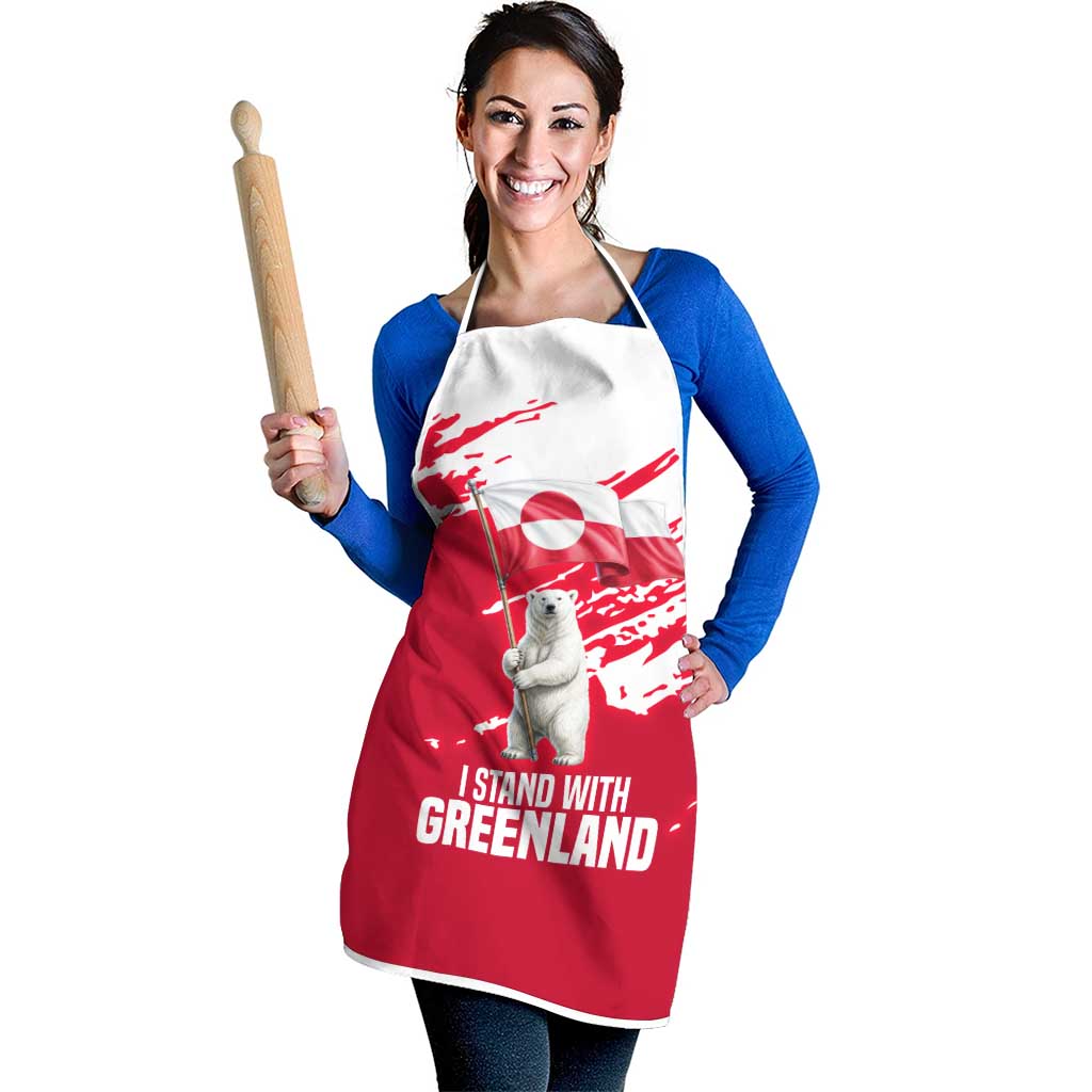 I Stand With Greenland Polar Bear Apron with Splattered Flag Pattern