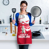 I Stand With Greenland Polar Bear Apron with Splattered Flag Pattern