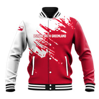 I Stand With Greenland Polar Bear Baseball Jacket with Splattered Flag Pattern