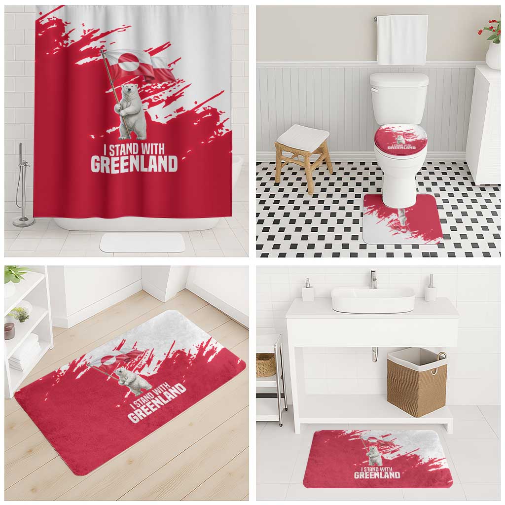 I Stand With Greenland Polar Bear Bathroom Set with Splattered Flag Pattern