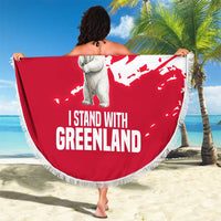 I Stand With Greenland Polar Bear Beach Blanket with Splattered Flag Pattern
