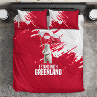 I Stand With Greenland Polar Bear Bedding Set with Splattered Flag Pattern