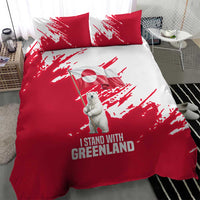 I Stand With Greenland Polar Bear Bedding Set with Splattered Flag Pattern