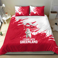 I Stand With Greenland Polar Bear Bedding Set with Splattered Flag Pattern