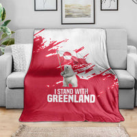 I Stand With Greenland Polar Bear Blanket with Splattered Flag Pattern