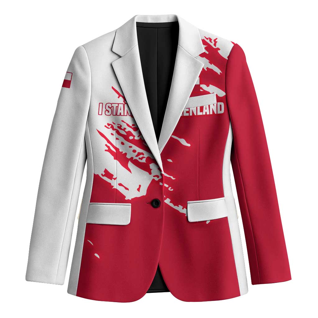 I Stand With Greenland Polar Bear Blazer with Splattered Flag Pattern