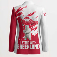 I Stand With Greenland Polar Bear Blazer with Splattered Flag Pattern