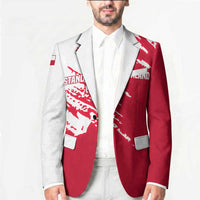 I Stand With Greenland Polar Bear Blazer with Splattered Flag Pattern