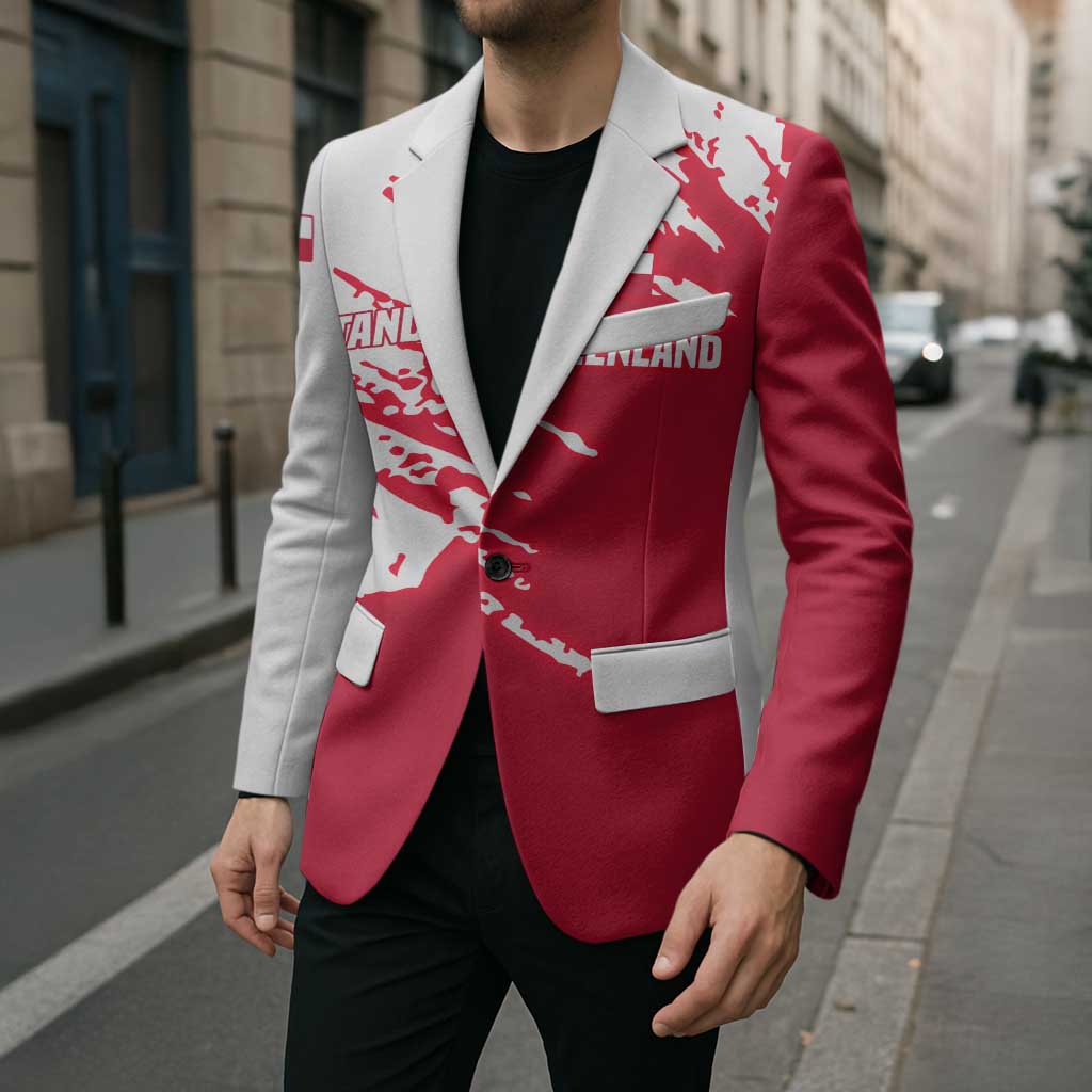 I Stand With Greenland Polar Bear Blazer with Splattered Flag Pattern