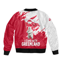 I Stand With Greenland Polar Bear Bomber Jacket with Splattered Flag Pattern