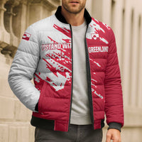 I Stand With Greenland Polar Bear Bomber Puffer Jacket with Splattered Flag Pattern