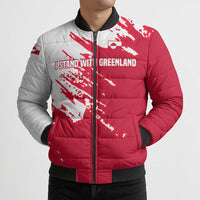 I Stand With Greenland Polar Bear Bomber Puffer Jacket with Splattered Flag Pattern