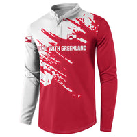 I Stand With Greenland Polar Bear Button Sweatshirt with Splattered Flag Pattern