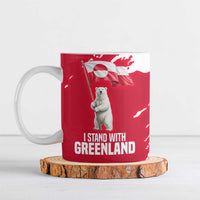 I Stand With Greenland Polar Bear Ceramic Mug with Splattered Flag Pattern